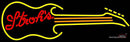 Strohs Guitar Yellow Orange Neon Sign  7
