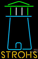 Strohs Lighthouse Art Neon Beer Sign
