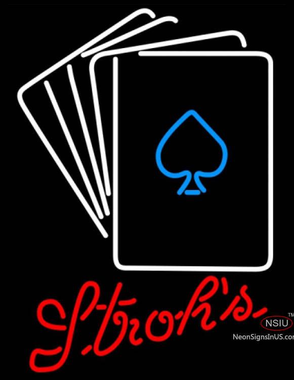 Strohs Poker Cards Neon Sign 7 