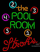 Strohs Pool Room Billiards Neon Sign  