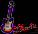 Strohs Purple Guitar Neon Sign  