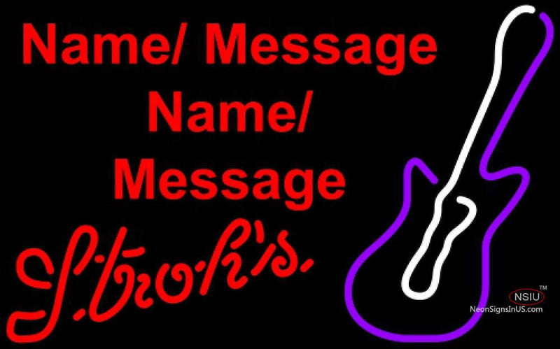 Strohs Violet Guitar Neon Sign  