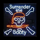 surrender the booty skull Pirate Cranial BAR PUB  Handmade Art Neon Sign