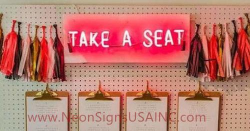 Take A Seat Wedding Home Deco Neon Sign